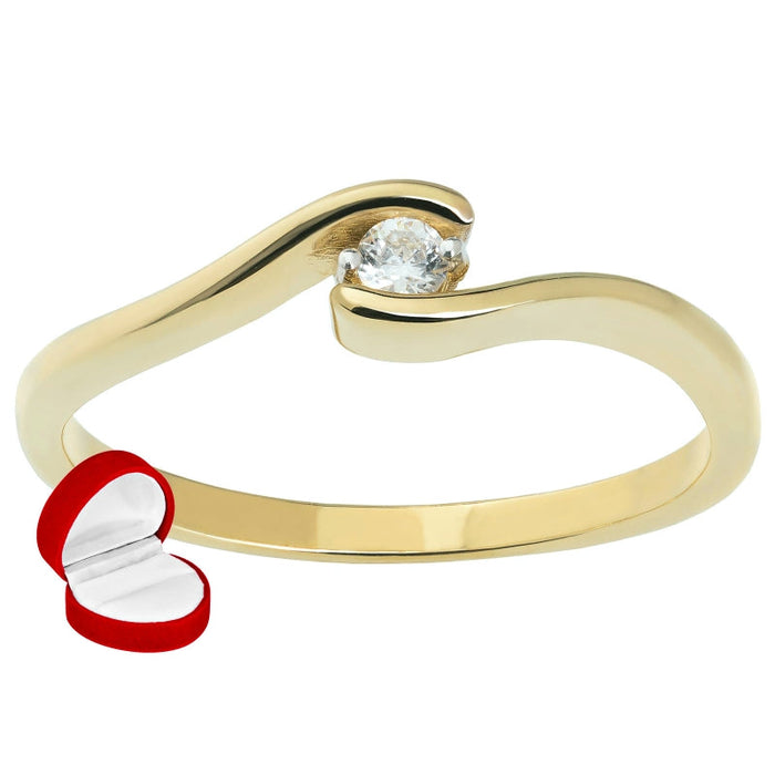 Inel Elegant din Aur 8K cu Zirconiu - Design Asimetric - Bijuterii Aur