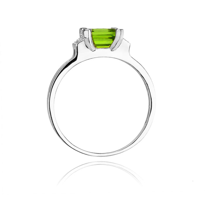 Inel Aur 14k cu Peridot 1.10 ct si Diamante Naturale 0.03 ct