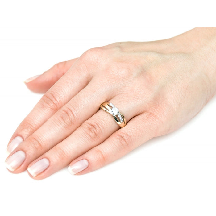 Inel Modern Elegant Aur 8K Cu Zirconii