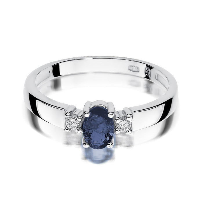 Inel Aur 14K cu Safir 0.70 ct si Diamante Naturale 0.08 ct