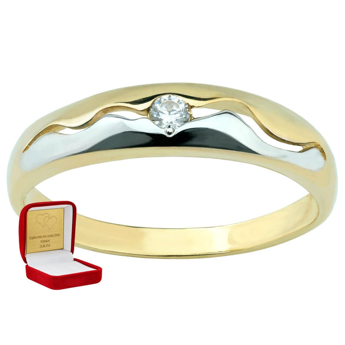 Inel Aur 8K Cu Zirconiu și Design Valuri