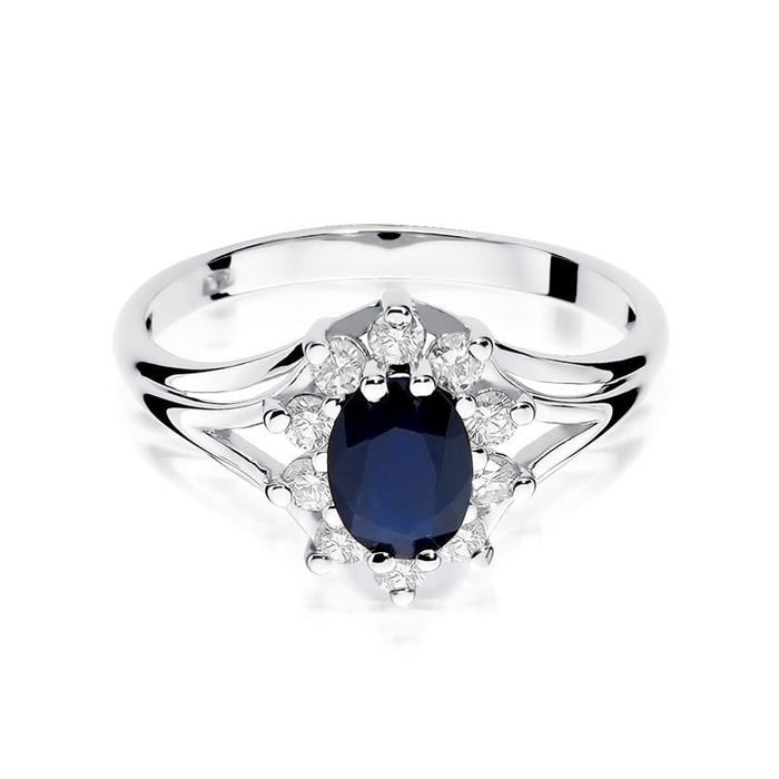 Inel Aur 14k cu Safir 0.90 ct si Diamante Naturale