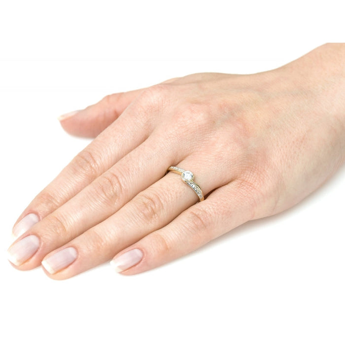 Inel Aur 8K Galben Elegant Pietre