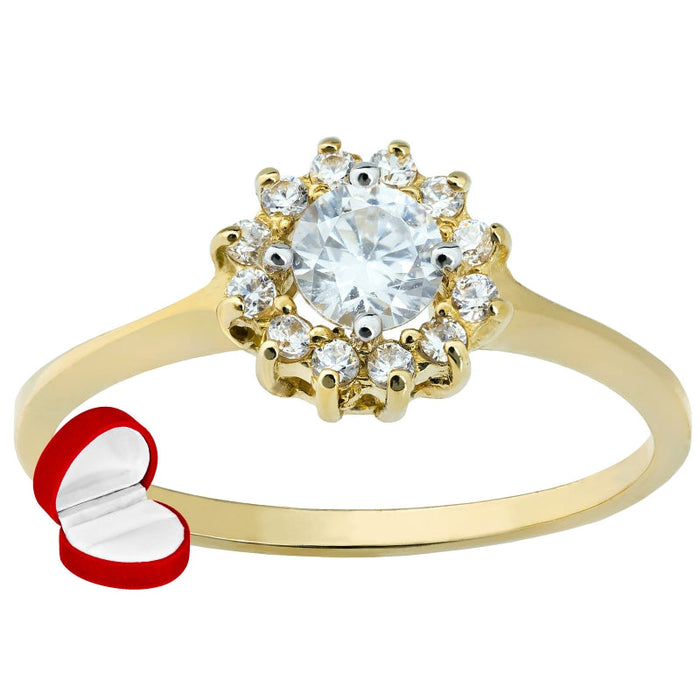 Inel Aur 8K Floare cu Zirconii - Eleganță Florală