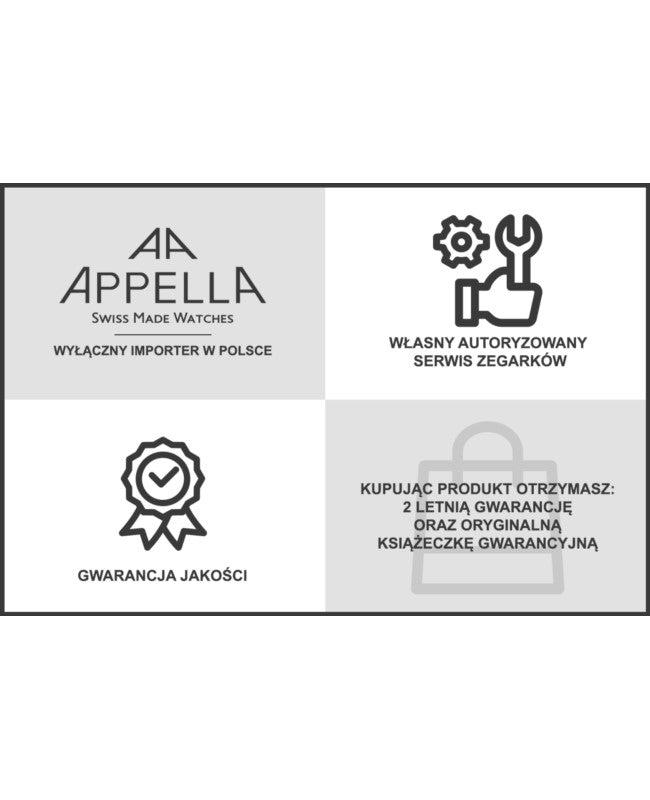 Ceas Appella, L12006.5116ASQ, 43 mm, silver, capac spate cu sticlă de safir antireflex