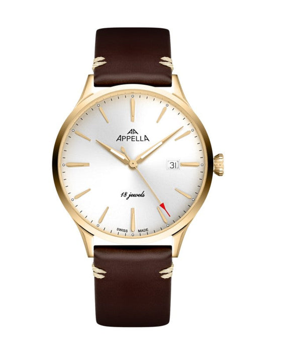 Ceas Appella, L90.1213M, 41 mm, gold, capac spate cu sticlă de safir