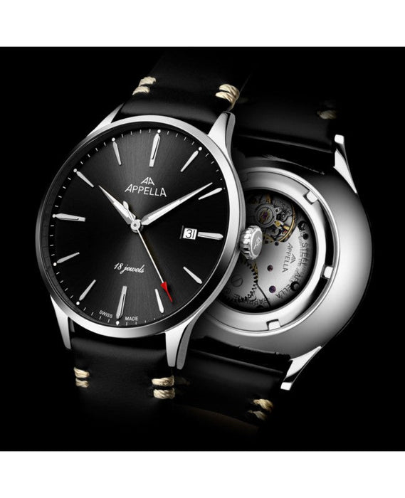 Ceas Appella, L90.5214M, 41 mm, silver, capac spate cu sticlă de safir