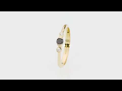 Inel Aur 14K W0620 Diamant Negru 0.12ct Video