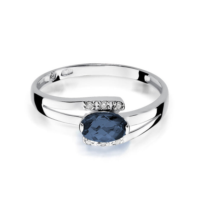 Inel Aur 14K cu Safir 0.70 ct si Diamante Naturale 0.05 ct