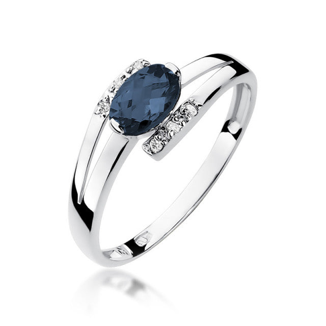 Inel Aur 14K cu Safir 0.70 ct si Diamante Naturale 0.05 ct