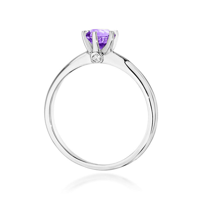 Inel Aur 14K cu Ametist 0.50 ct si Diamante Naturale 0.04 ct
