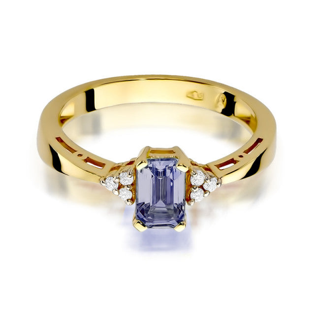 Inel Aur 14K cu Ametist 0.50 ct si Diamante Naturale 0.03 ct