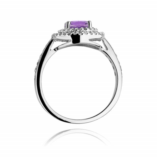 Inel Aur 14K cu Ametist 0.90 ct si Diamante Naturale 0.37 ct