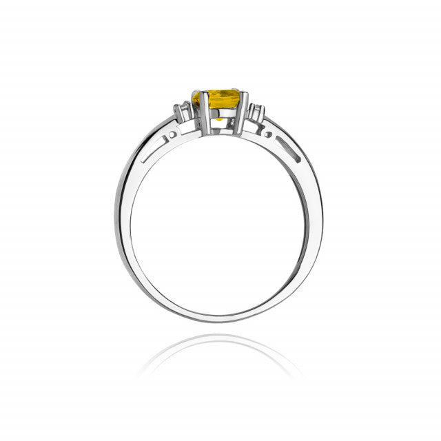 Inel Aur 14K cu Citrin 0.50 ct si Diamante Naturale 0.03 ct