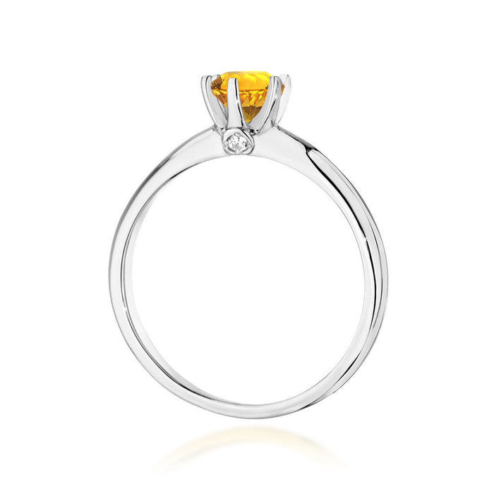 Inel Aur 14K cu Citrin 0.50 ct si Diamante Naturale 0.04 ct