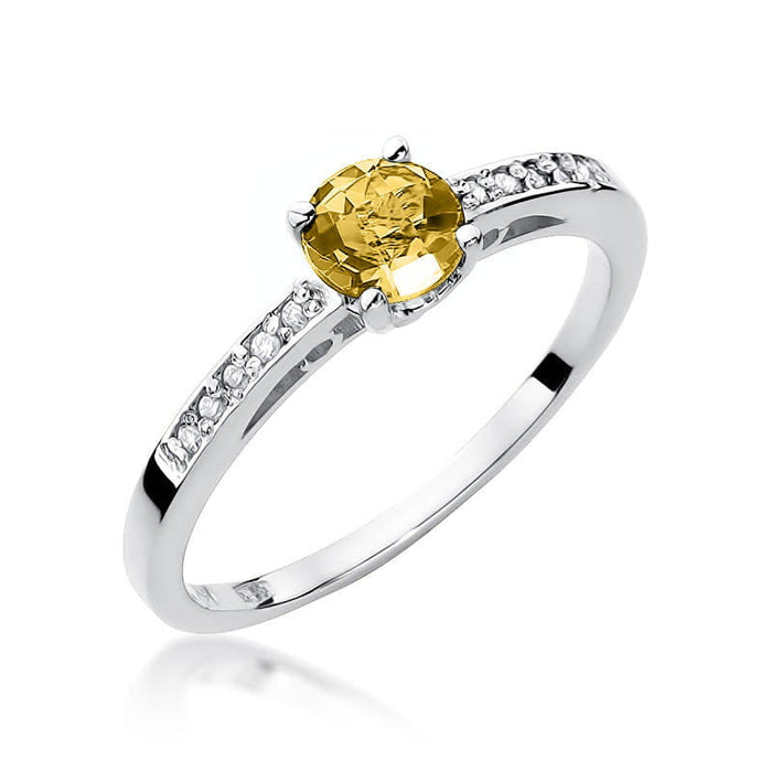 Inel Aur 14K cu Citrin 0.50 ct si Diamante Naturale 0.05 ct