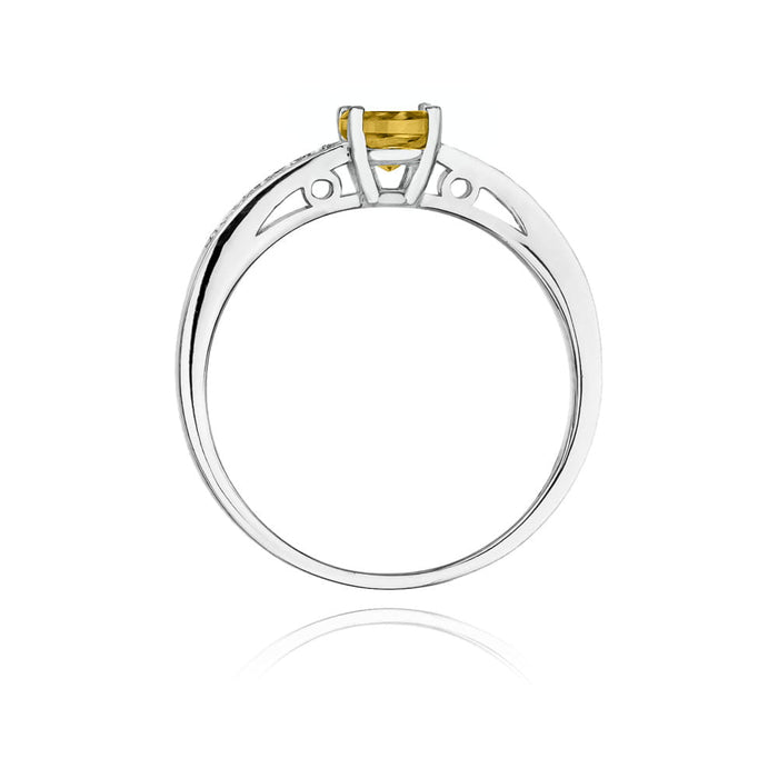 Inel Aur 14K cu Citrin 0.50 ct si Diamante Naturale 0.05 ct