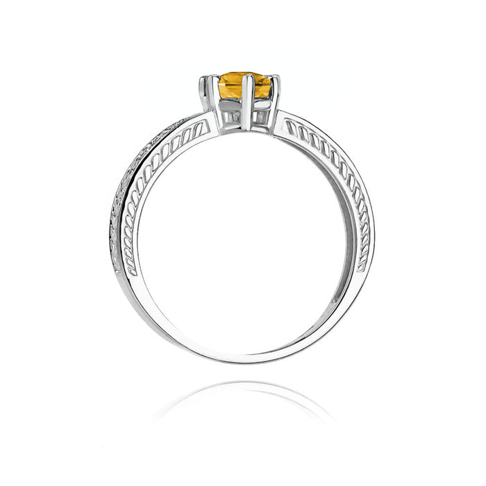 Inel Aur 14K cu Citrin 0.50 ct si Diamante Naturale 0.08 ct