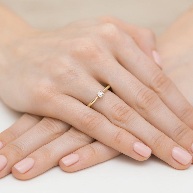 Inel Aur 14K cu Diamant Natural 0.03 ct