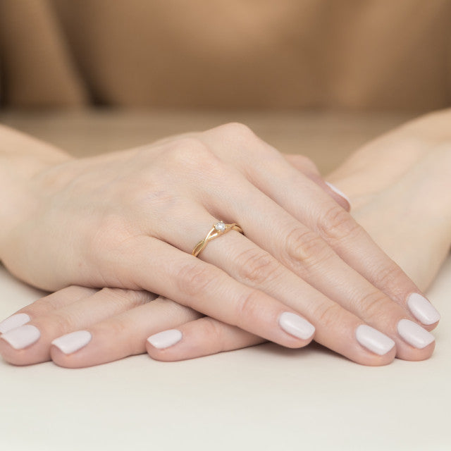 Inel Aur 14k cu Diamant Natural 0.03 ct