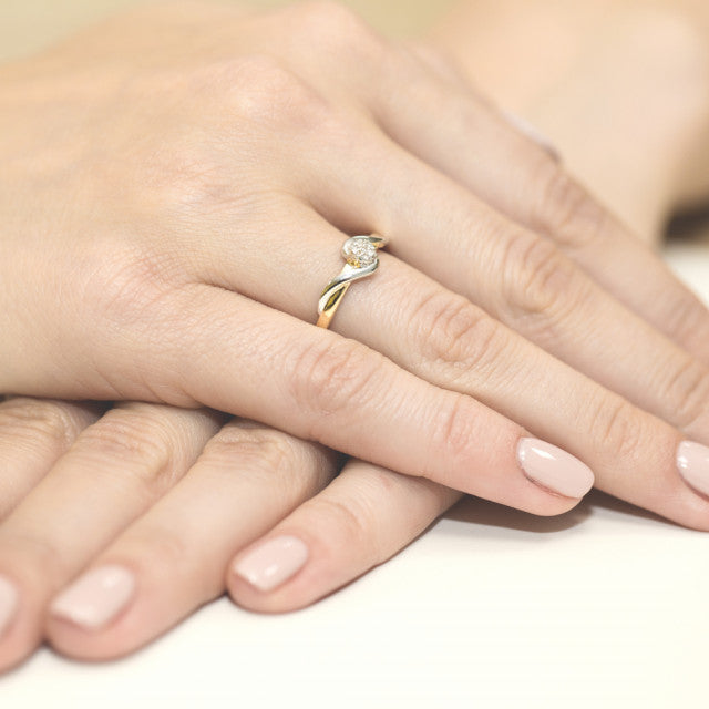 Inel Aur 14K cu Diamant Natural 0.04 ct