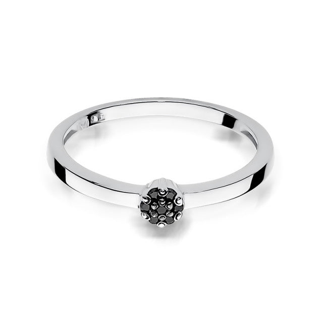 Inel Aur 14K cu Diamante Naturale Negre 0.04 ct