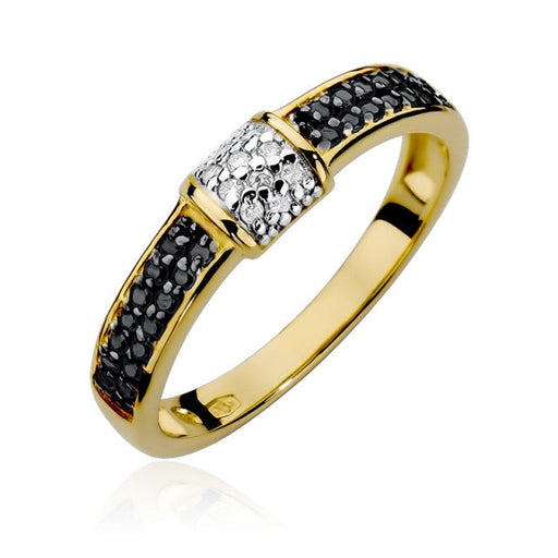 Inel Aur 14K cu Diamante Naturale Albe si Negre 0.19 ct