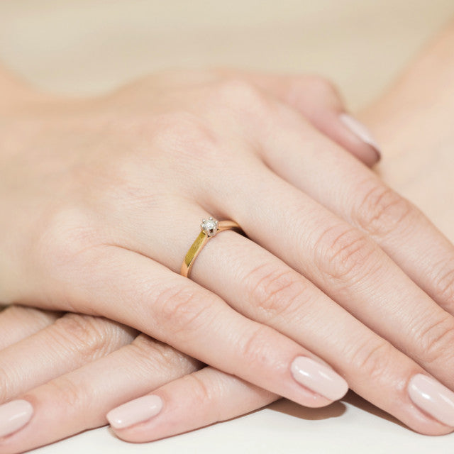 Inel Aur 14K cu Diamant Natural 0.08 ct