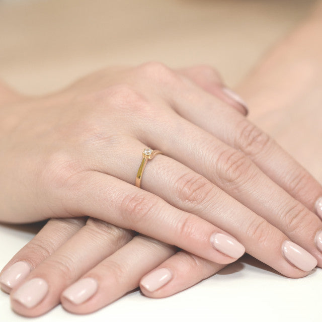 Inel Aur 14K cu Diamant Natural 0.10 ct