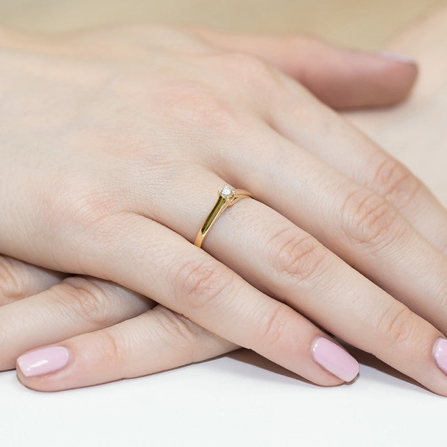 Inel Aur 14k cu Diamant Natural 0.10 ct