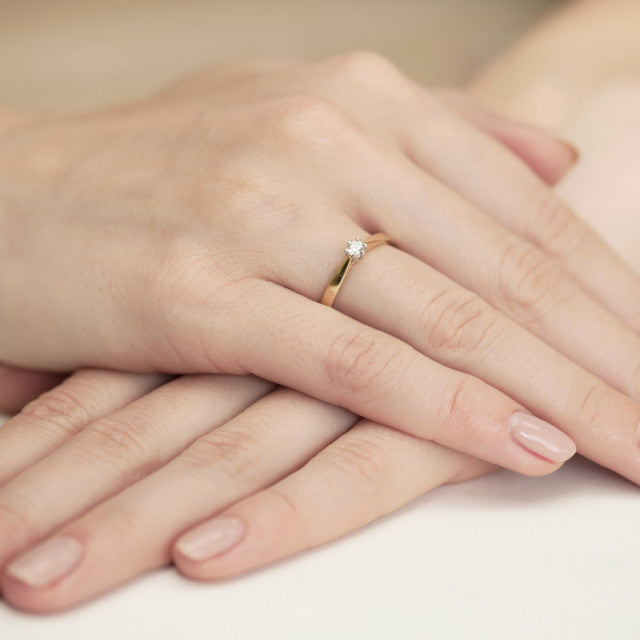 Inel Aur 14K cu Diamant Natural 0.10 ct