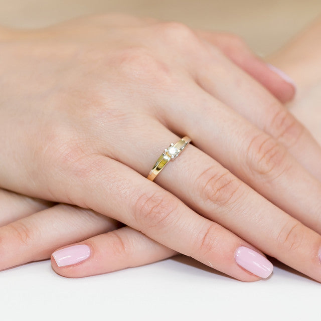 Inel Aur 14K cu Diamant Natural 0.12 ct