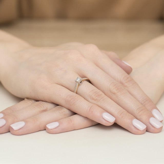 Inel Aur 14K cu Diamant Natural 0.13 ct