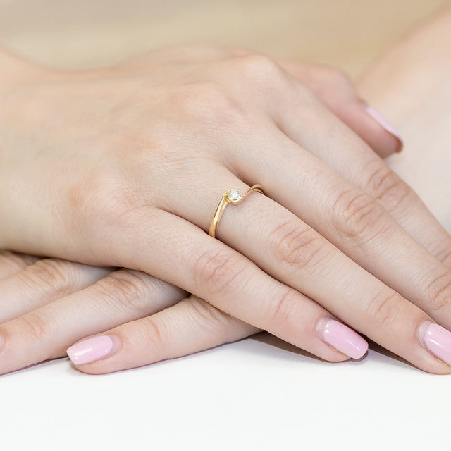 Inel Aur 14K cu Diamant Natural 0.13 ct