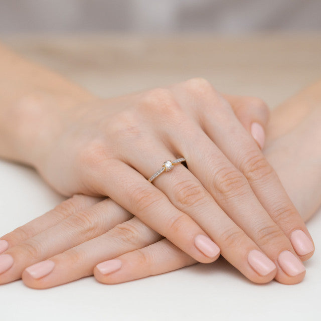 Inel Aur 14K cu Diamant Natural 0.15 ct