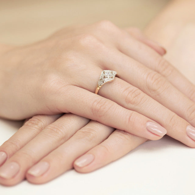 Inel Aur 14K cu Diamant Natural 0.19 ct