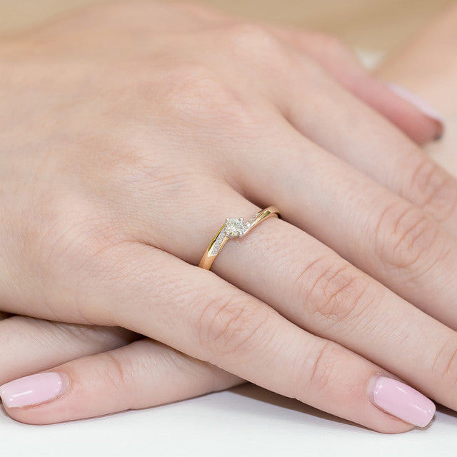 Inel Aur 14K cu Diamant Natural 0.19 ct