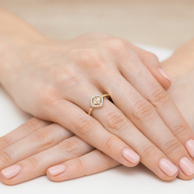 Inel Aur 14k cu Diamante Naturale Maro 0.30 ct