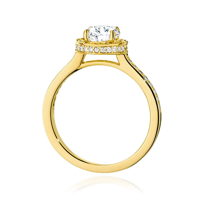 Inel Aur 14K cu Diamant 1.0 ct si Diamante Naturale laterale 0.38 ct