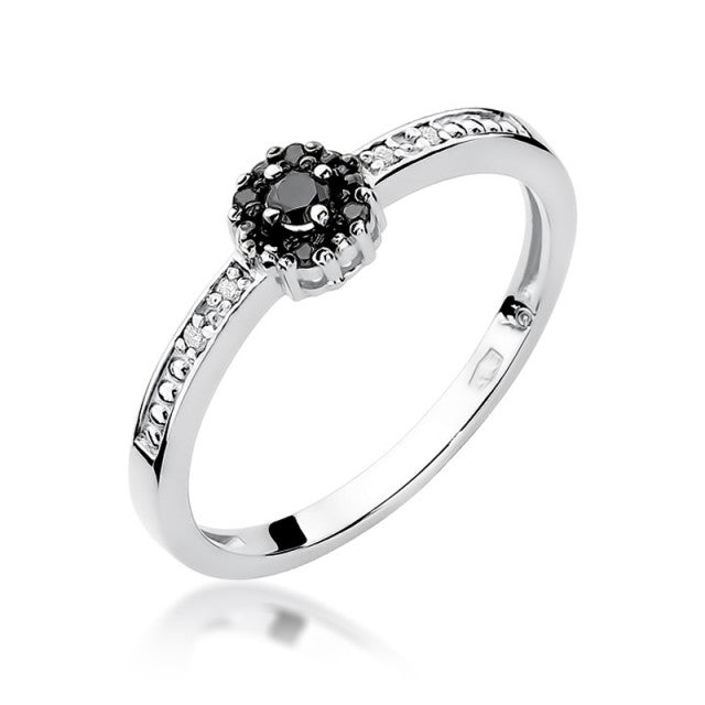 Inel Aur 14k cu Diamant Natural Negru 0.06 ct
