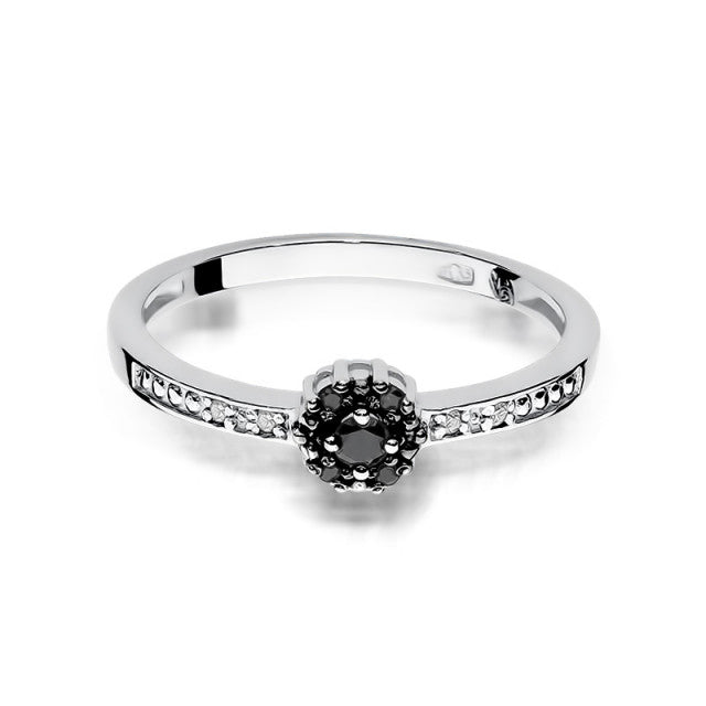 Inel Aur 14k cu Diamant Natural Negru 0.06 ct