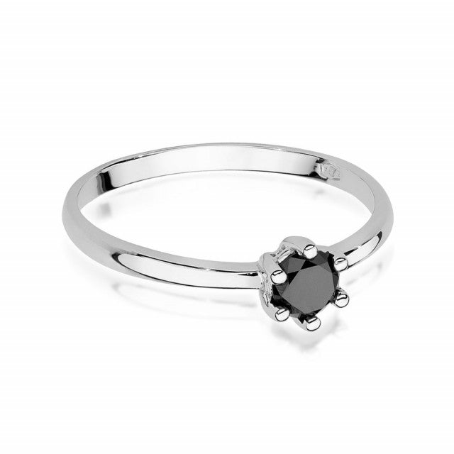 Inel Aur 14k cu Diamant Natural Negru 0.30 ct