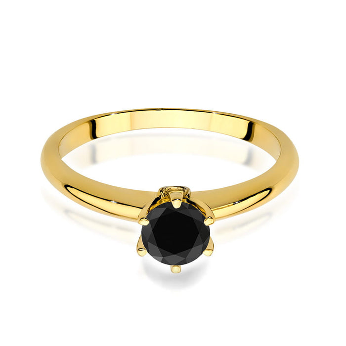 Inel Aur 14K cu Diamant Negru 0.50 ct si Diamante Naturale 0.04 ct
