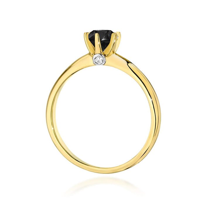 Inel Aur 14K cu Diamant Negru 0.50 ct si Diamante Naturale 0.04 ct