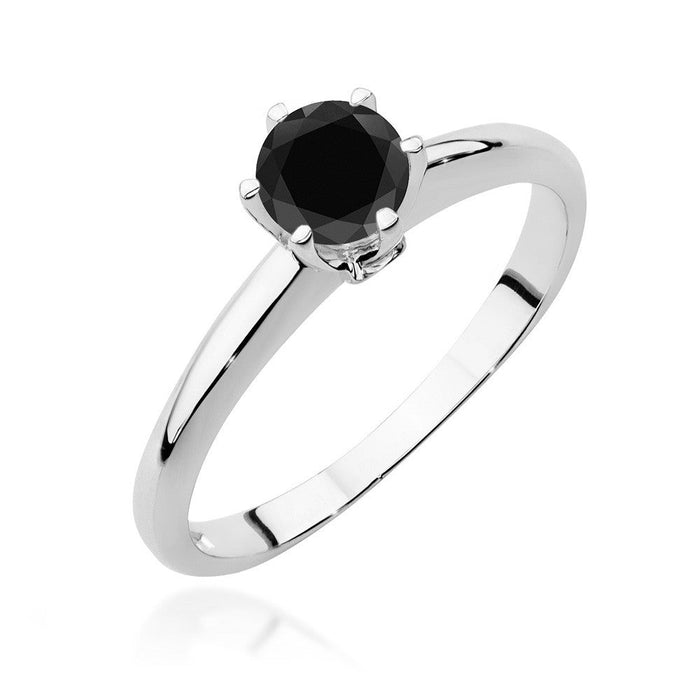 Inel Aur 14K cu Diamant Negru 0.50 ct si Diamante Naturale 0.04 ct