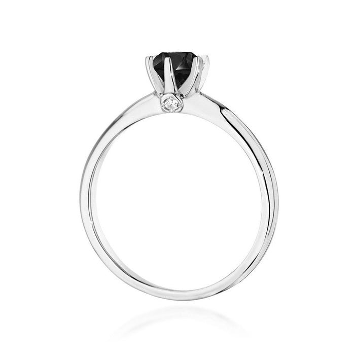 Inel Aur 14K cu Diamant Negru 0.50 ct si Diamante Naturale 0.04 ct