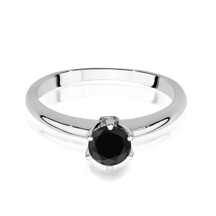 Inel Aur 14K cu Diamant Negru 0.50 ct si Diamante Naturale 0.04 ct