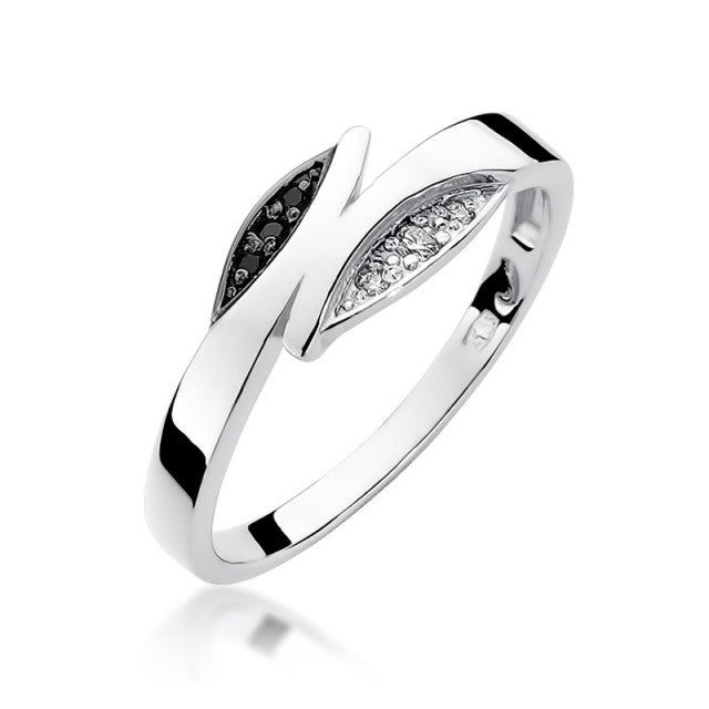 Inel Aur 14k cu Diamante Naturale Albe 0.03 ct si Negre 0.02 ct