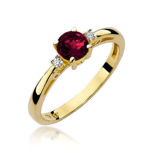 Inel Aur 14K cu Garnet 0.60 ct si Diamante Naturale 0.03 ct