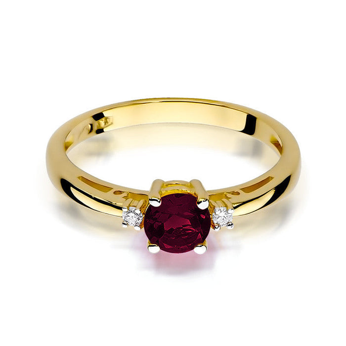 Inel Aur 14K cu Garnet 0.60 ct si Diamante Naturale 0.03 ct